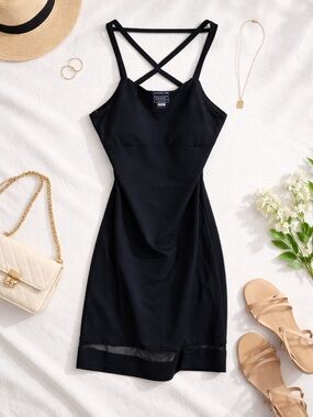 Merrell Opti-Wick UPF Crisscross Back Dress Woman Large  Black Athletic Mini